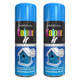 2X Paint Factory Beautiful Blue Gloss Spray Paint 250ml Spray Paint