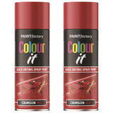 2X Paint Factory Crimson Red Gloss Spray Paint 400ml