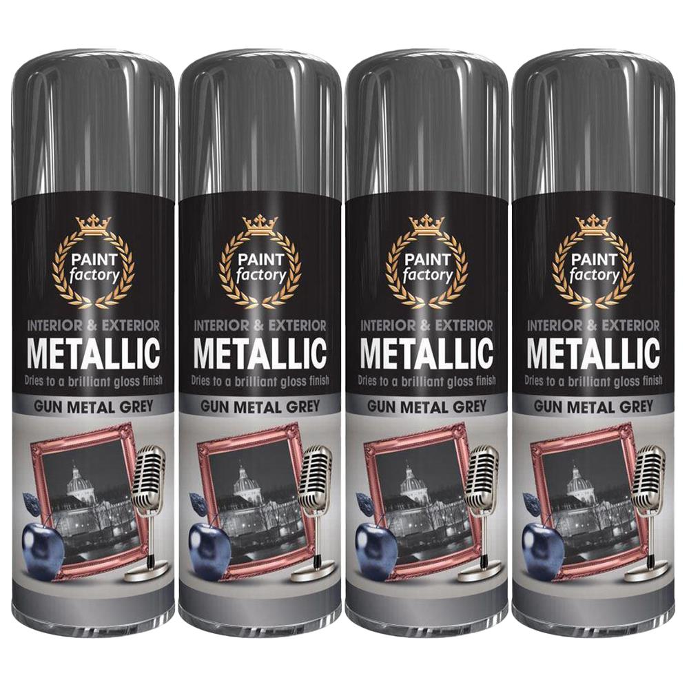 4X Paint Factory Paintgun Grey Metallic Spray Paint 400ml Spray Paint