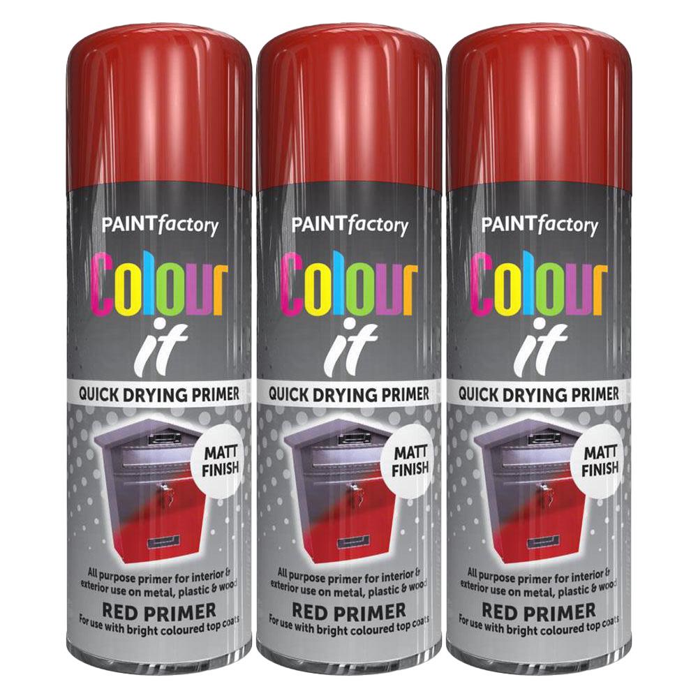 3X Paint Factory Red Primer Spray Paint 400ml Spray Paint