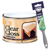 Clear Gloss Varnish Paint 180ml With 1" Paint Brush Tin Paint