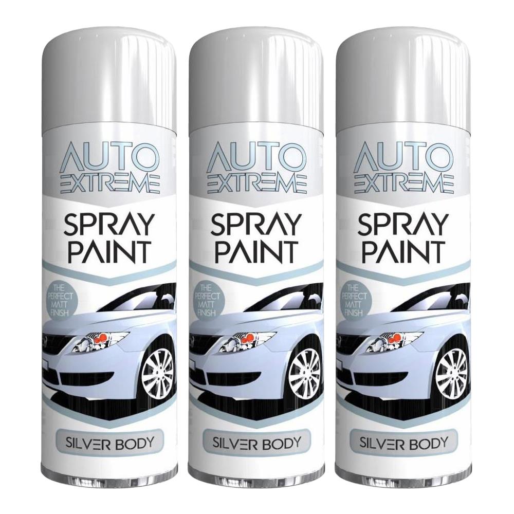 3X Auto Extreme Paint Silver Spray Paint 250ml Spray Paint