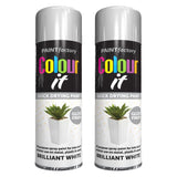 2X Paint Factory White Gloss Spray Paint 250ml Spray Paint