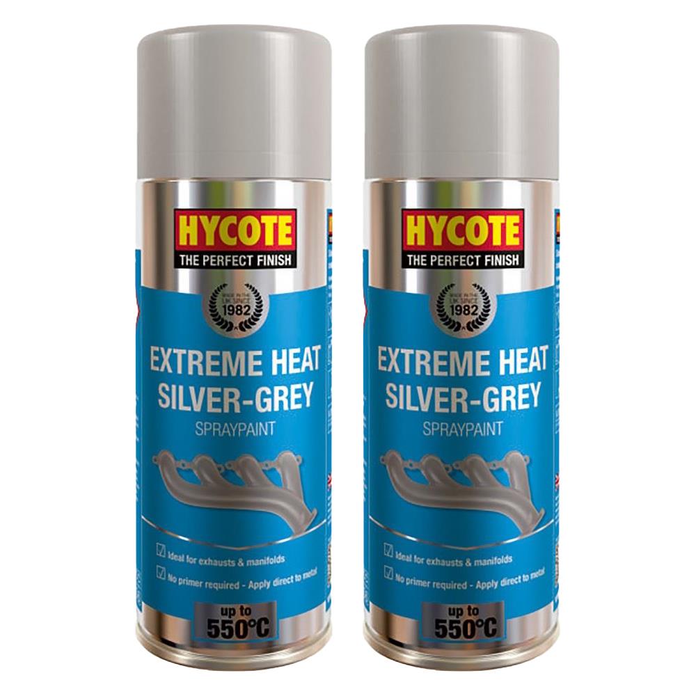 2X Hycote Extreme Heat Silver Grey Spray Paint 400ml Spray Paint