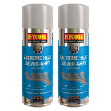2X Hycote Extreme Heat Silver Grey Spray Paint 400ml Spray Paint
