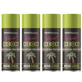 4X Paint Factory Fluorescent Neon Green Spray Paint 200ml