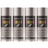 4X Paint Factory Metallic Silver Spray Paint 200ml
