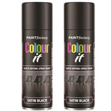 2X Paint Factory Black Satin Spray Paint 250ml