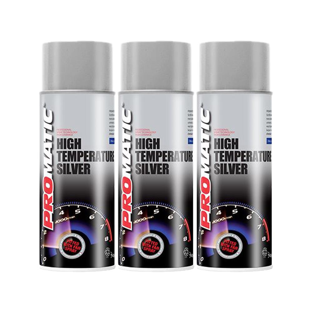 3X Promatic Silver High Temperature Spray Paint 400ml Spray Paint