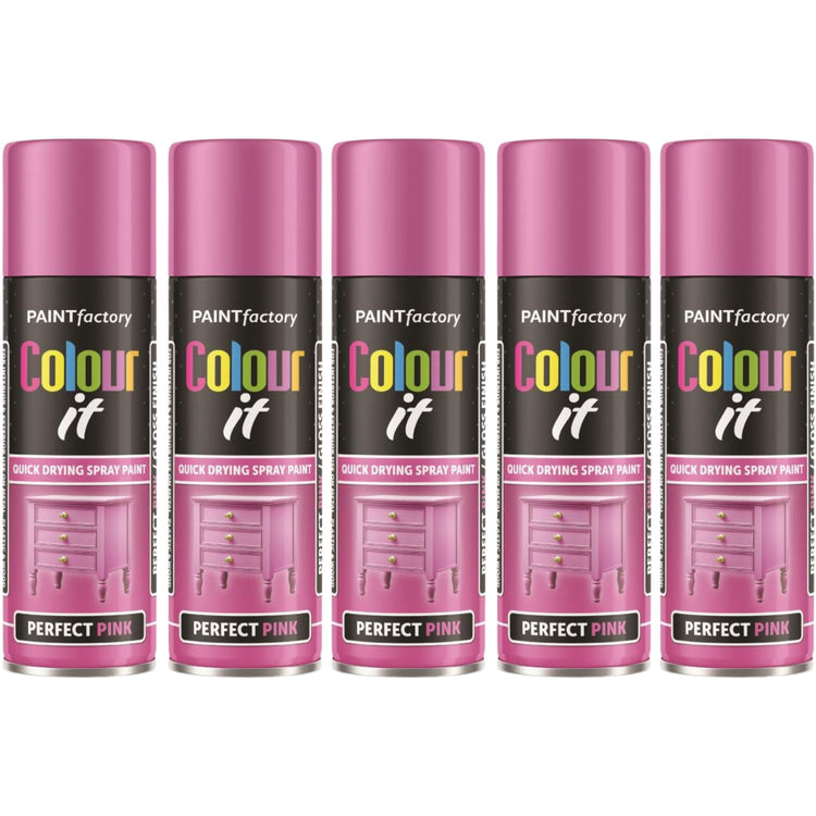 5X Paint Factory Pink Gloss Spray Paint 250ml