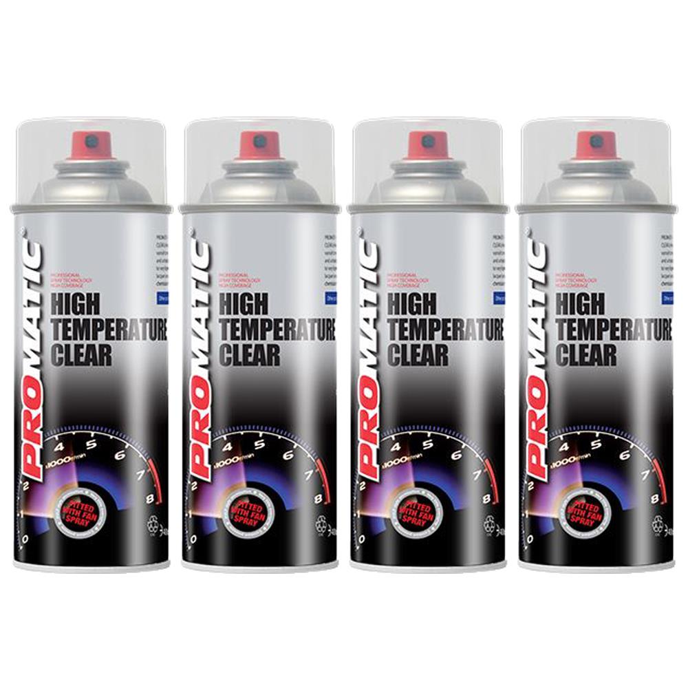 4X Promatic Clear High Temperature Spray Paint 400ml Spray Paint