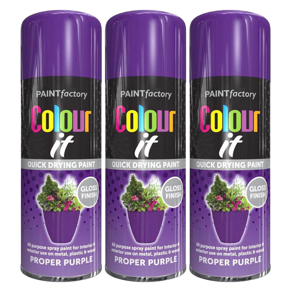 3X Paint Factory Proper Purple Gloss Spray Paint 250ml Spray Paint