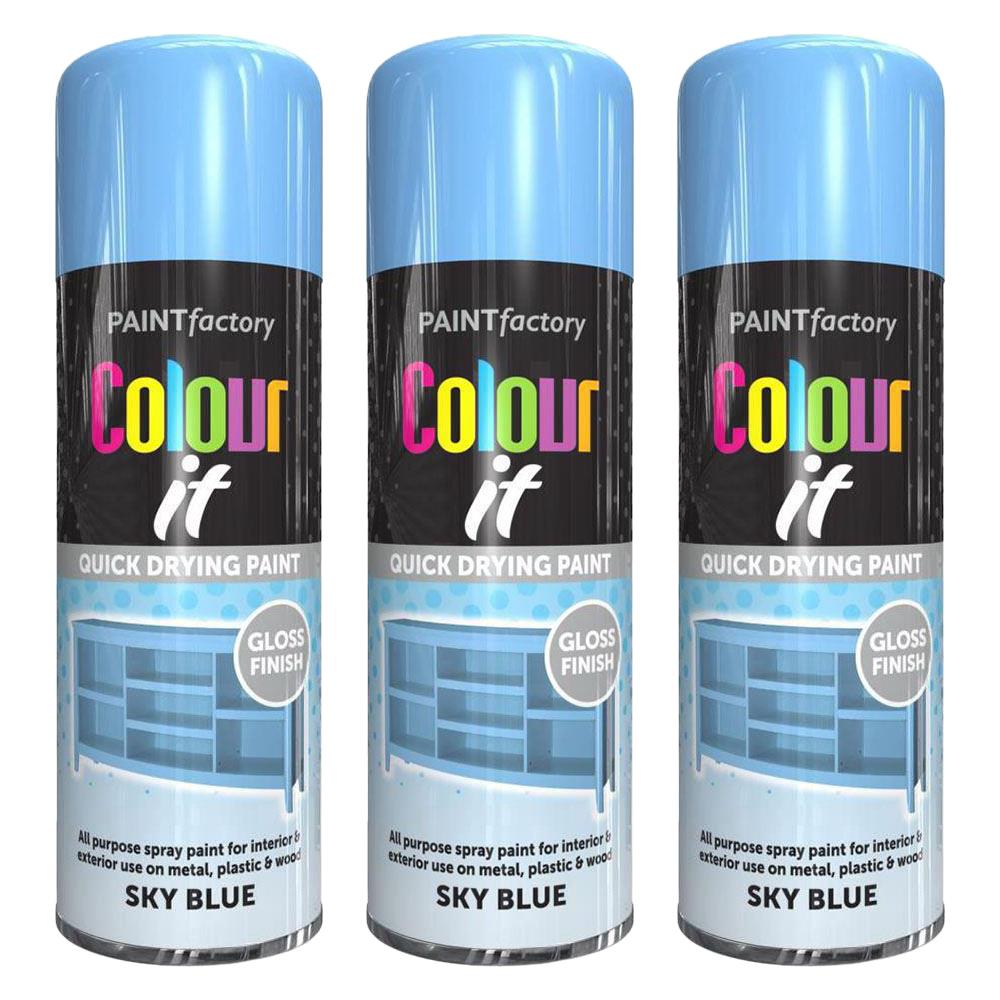 3X Paint Factory Sky Blue Gloss Spray Paint 400ml Spray Paint