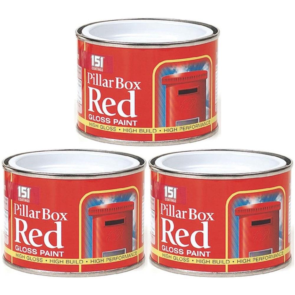 3X Pillar Box Red Paint Tin 180ml Tin Paint