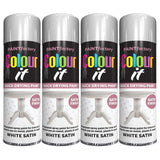 4X Paint Factory White Satin Spray Paint 250ml Spray Paint