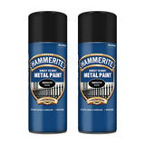 2X Hammerite Smooth Black Spray Paint 400ml Spray Paint