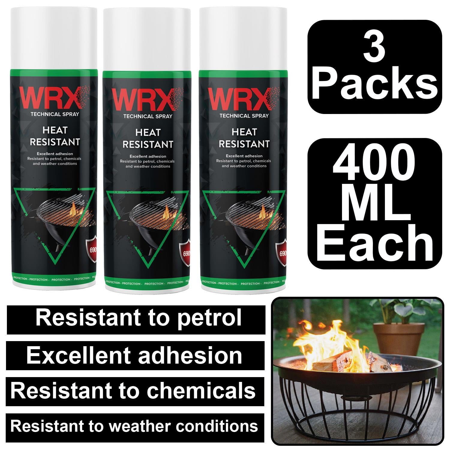 3X WRX Heat Resistant Black Spray 400ml Technical Spray
