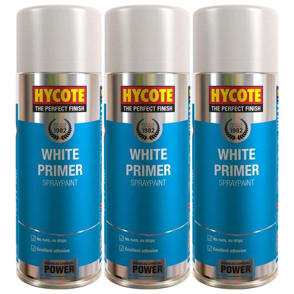 3X Hycote White Primer Spray 400ml Spray Paint