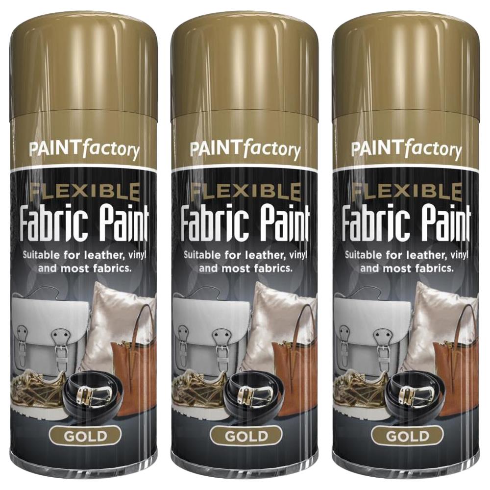 3X Paint Factory Gold Flexible Fabric & Vinyl Spray Paint 200ml Spray Paint