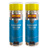 2X Hycote Fluorescent Yellow Spray Paint 400ml Spray Paint