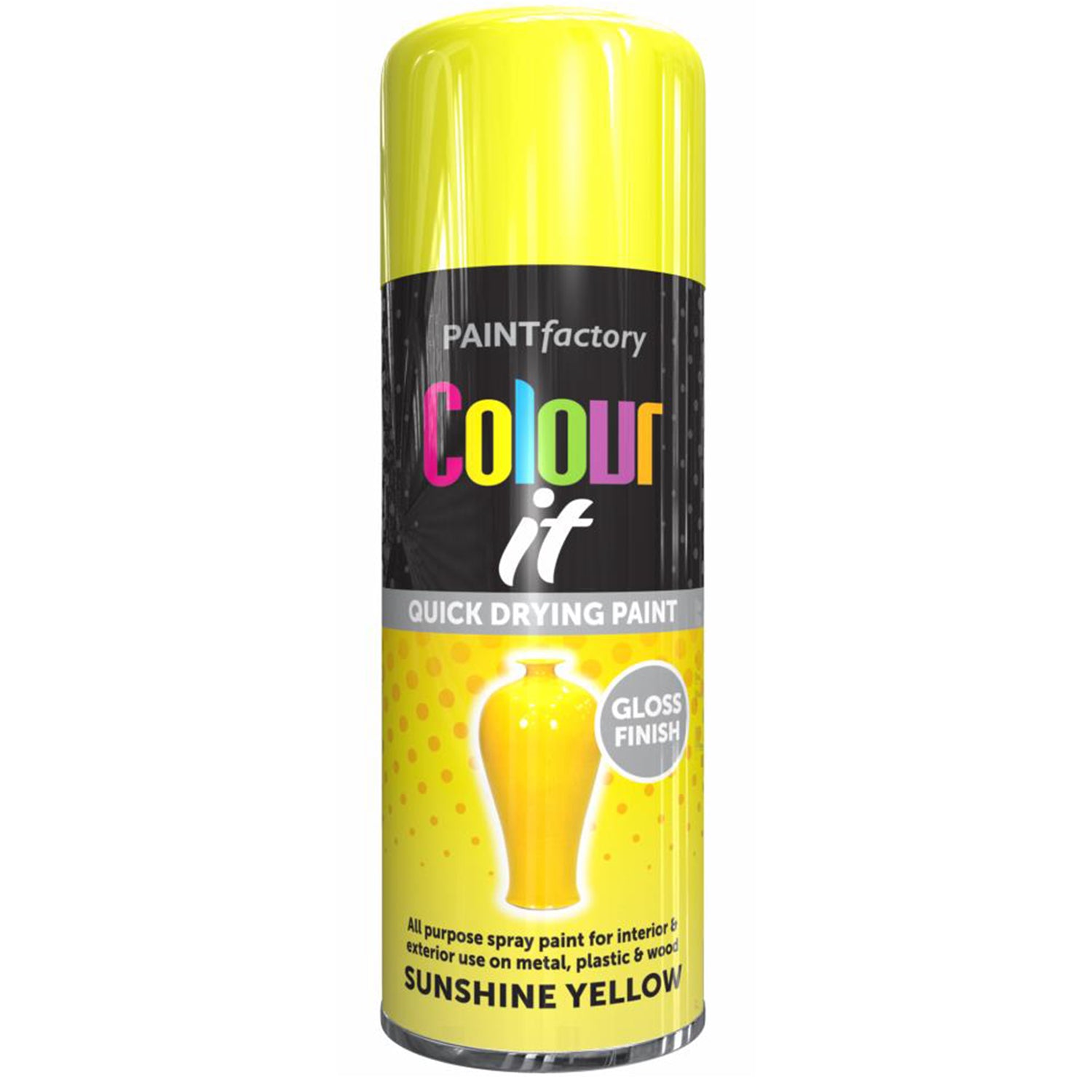 Paint Factory Sunshine Yellow Gloss Spray Paint 250ml Spray Paint
