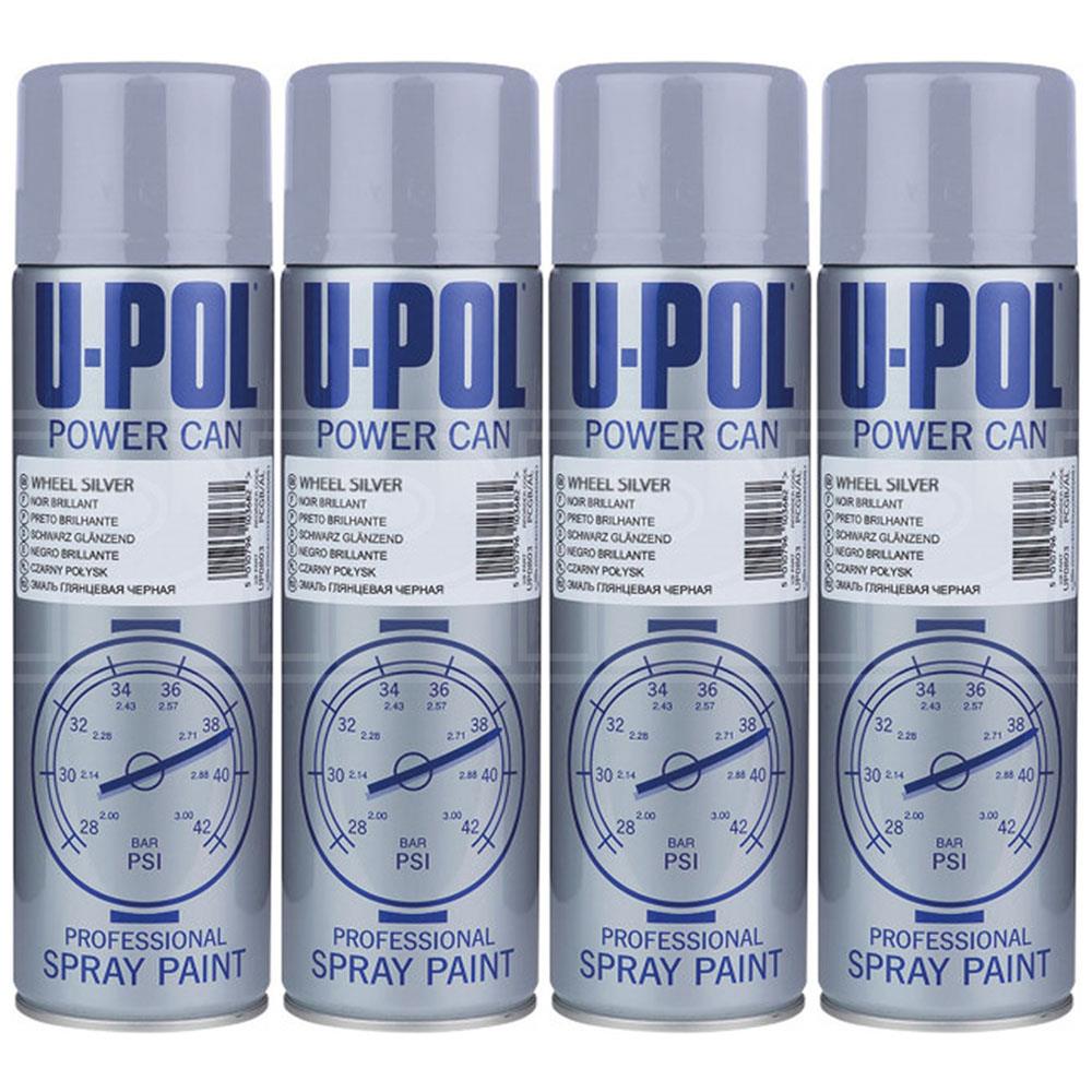 4X Upol Power Can Alloy Wheel Silver Aerosol Spray 500ml Spray Paint