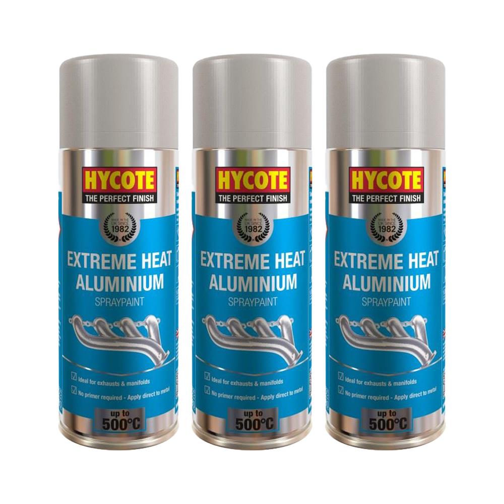 3X Hycote Extreme Heat Aluminium Spray Paint 400ml Spray Paint