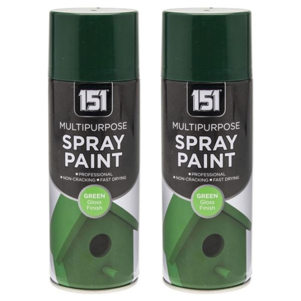 2X 151 Green Gloss Spray Paint 400ml Spray Paint