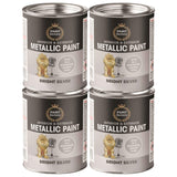 4X Paint Factory Metallic Silver Paint Tin 300ml Tin Paint
