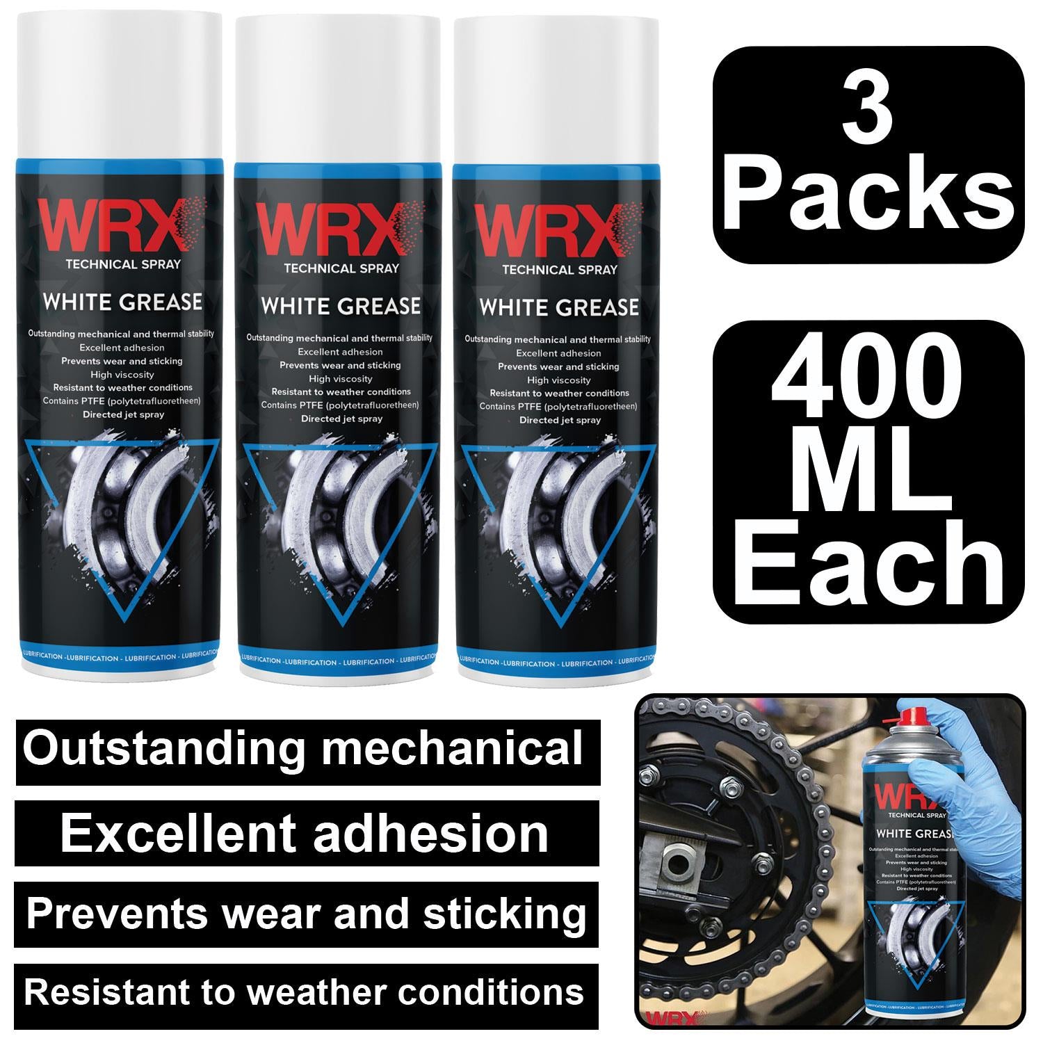 3X WRX White Grease Spray 400ml Technical Spray