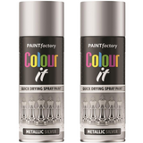 2X Paint Factory Silver Metallic Spray Paint 400ml