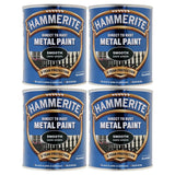 4X Hammerite Smooth Dark Green Paint 750ml Tin Paint