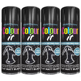 4X Paint Factory Flat Matt Black Spray Paint 250ml Spray Paint