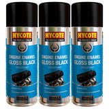 3X Hycote Gloss Black Engine Enamel Spray Paint 400ml Spray Paint