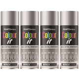 4X Paint Factory Silver Metallic Spray Paint 400ml