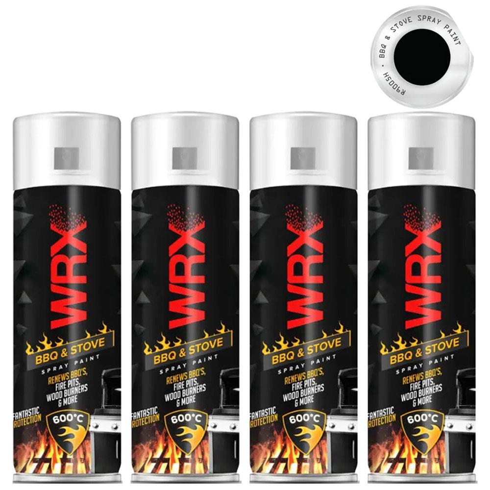 4X WRX Matt Black High Temperatures Bbq & Stove Spray Paint 400ml Spray Paint