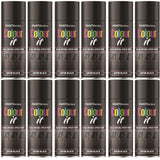 12X Paint Factory Black Satin Spray Paint 400ml