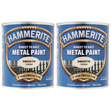2X Hammerite Smooth Cream Paint 750ml Tin Paint