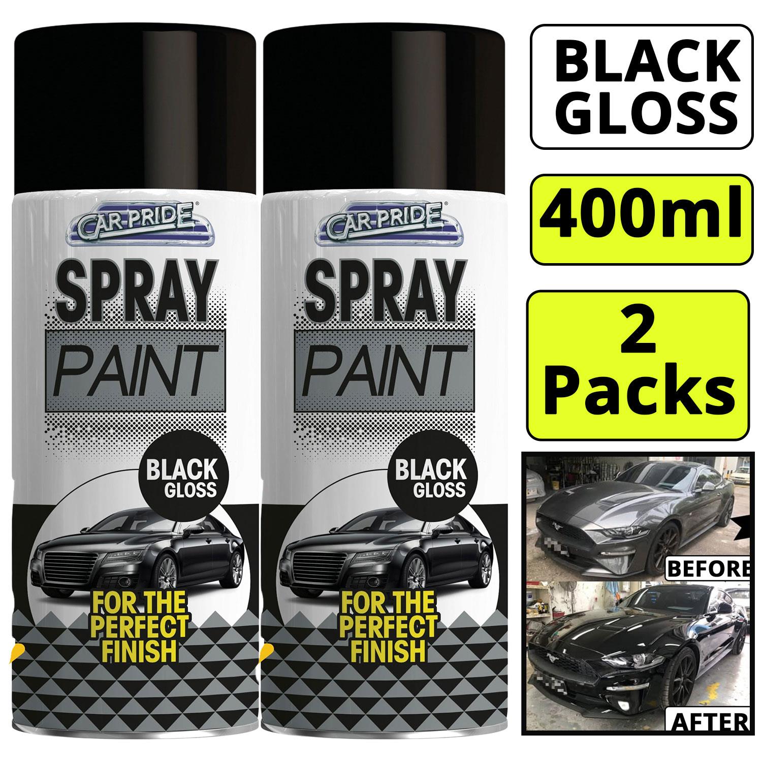 2X Car Pride Gloss Black Car Spray 400ml Spray Paint