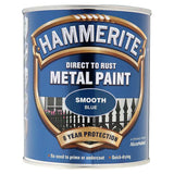 Hammerite Smooth Blue Paint 750ml With 1" Paint Brush