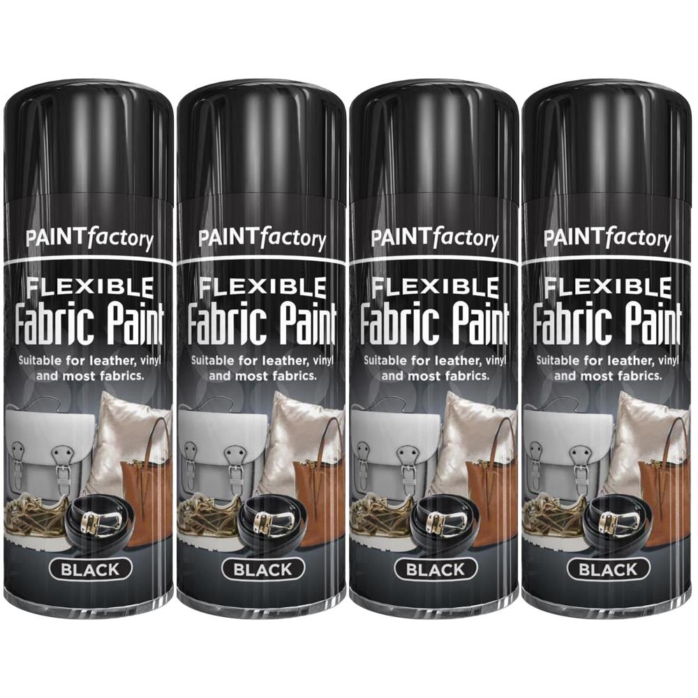 4X Black Flexible Fabric & Vinyl Spray Paint 200ml Spray Paint