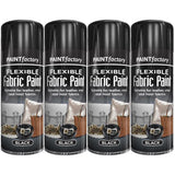 4X Black Flexible Fabric & Vinyl Spray Paint 200ml Spray Paint