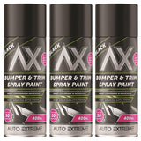 3X Auto Extreme Bumper & Trim Black Spray Paint 400ml