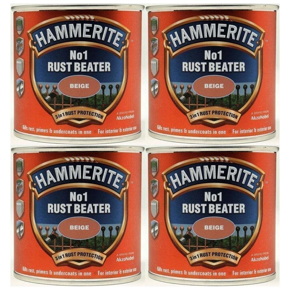 4X Hammerite No.1 Rustbeater Beige 250ml Rustbeater