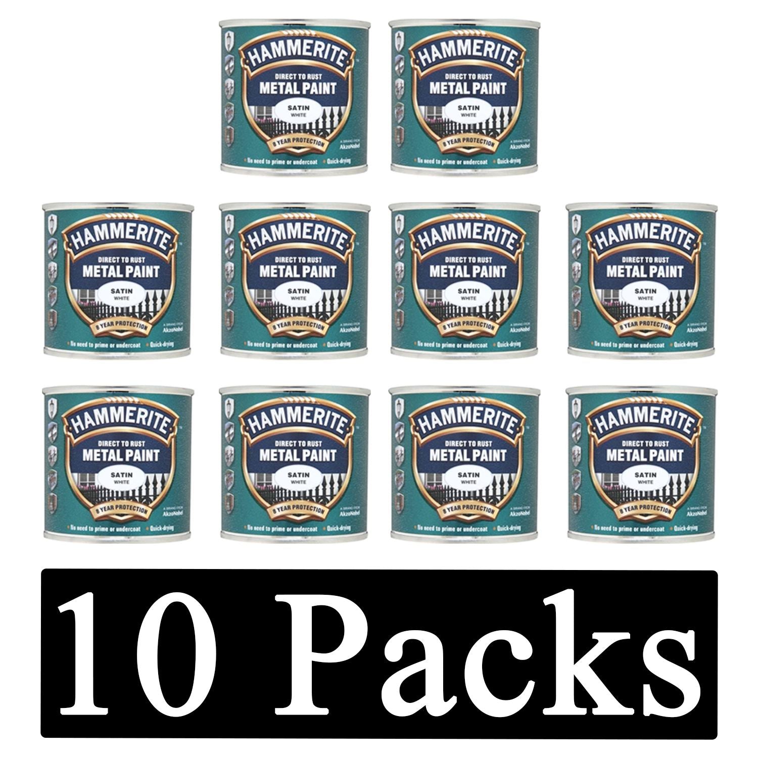 10X Hammerite Satin White Paint 250ml Tin Paint