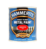 Hammerite Smooth Red Paint 750ml With 1" Paint Brush
