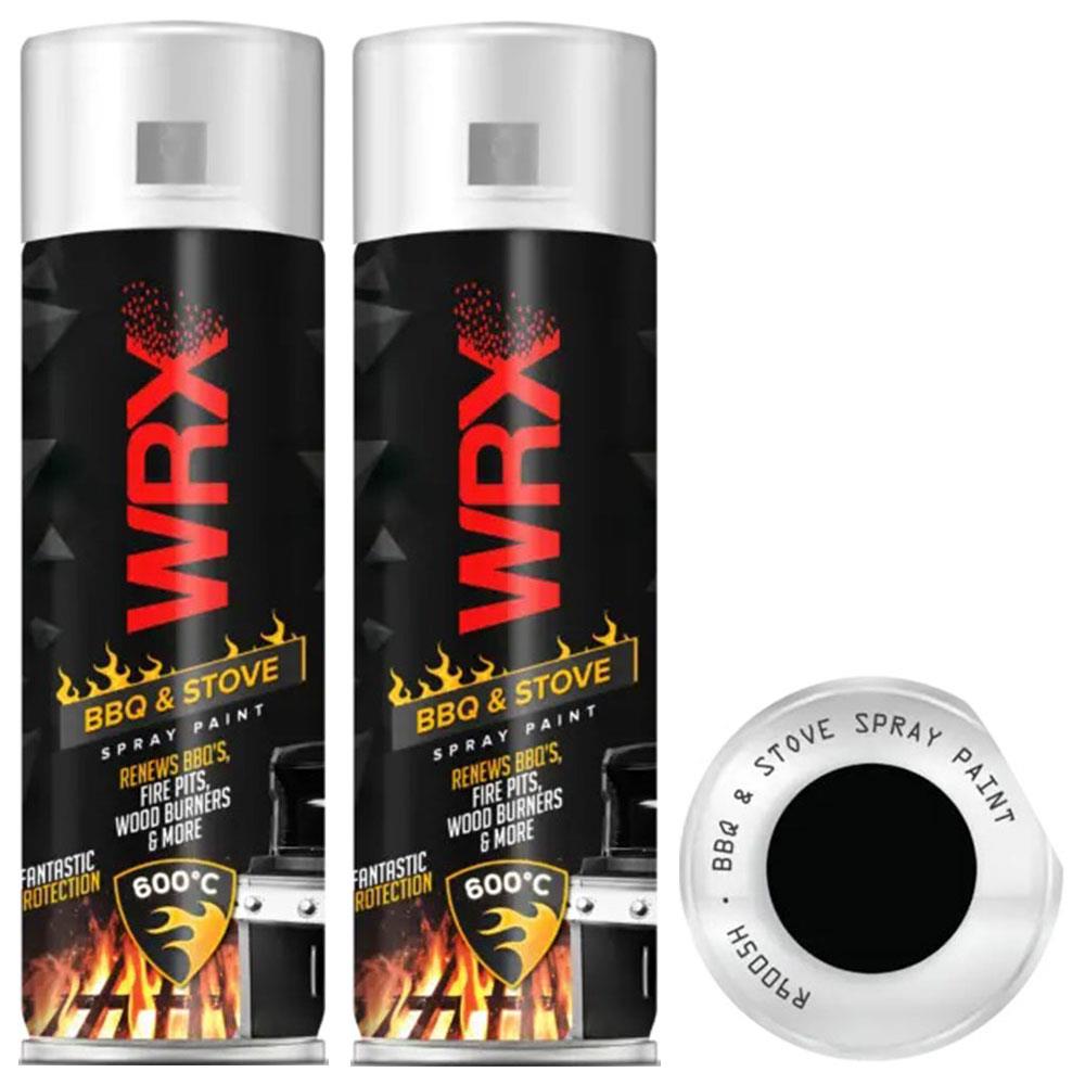 2X WRX Matt Black High Temperatures Bbq & Stove Spray Paint 400ml Spray Paint