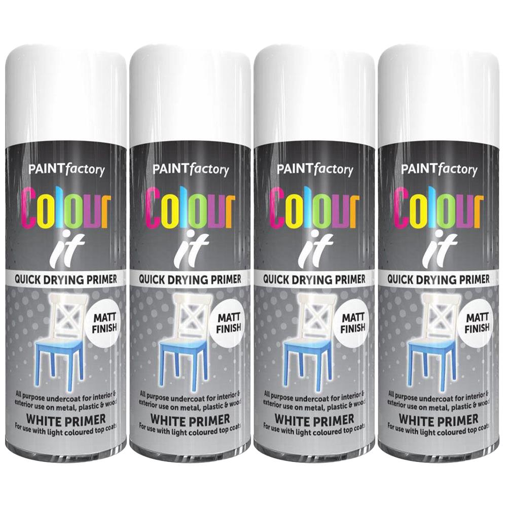 4X Paint Factory White Primer Spray Paint 400ml Spray Paint