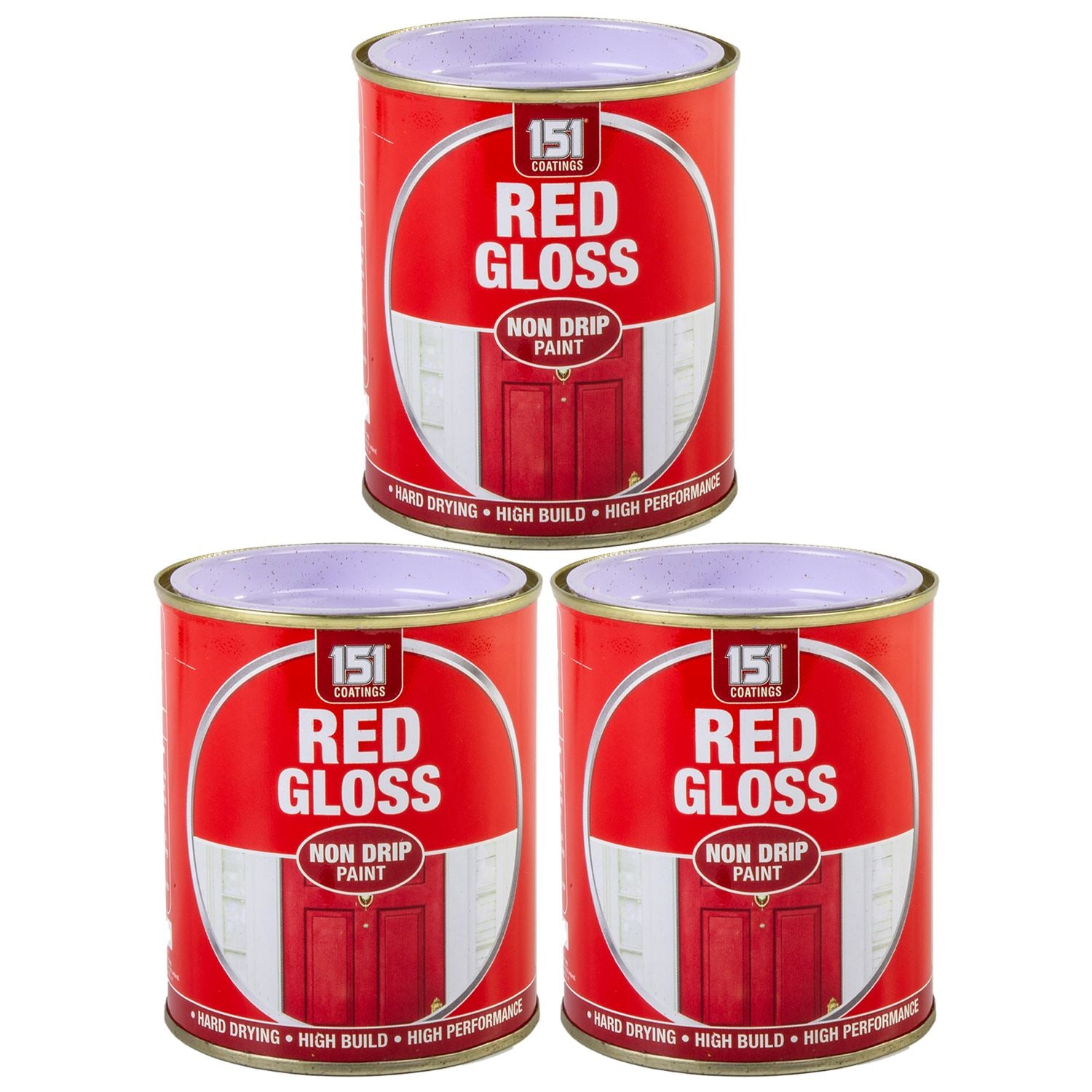 3X Red Gloss Non-Drip Paint 300ml Tin Paint