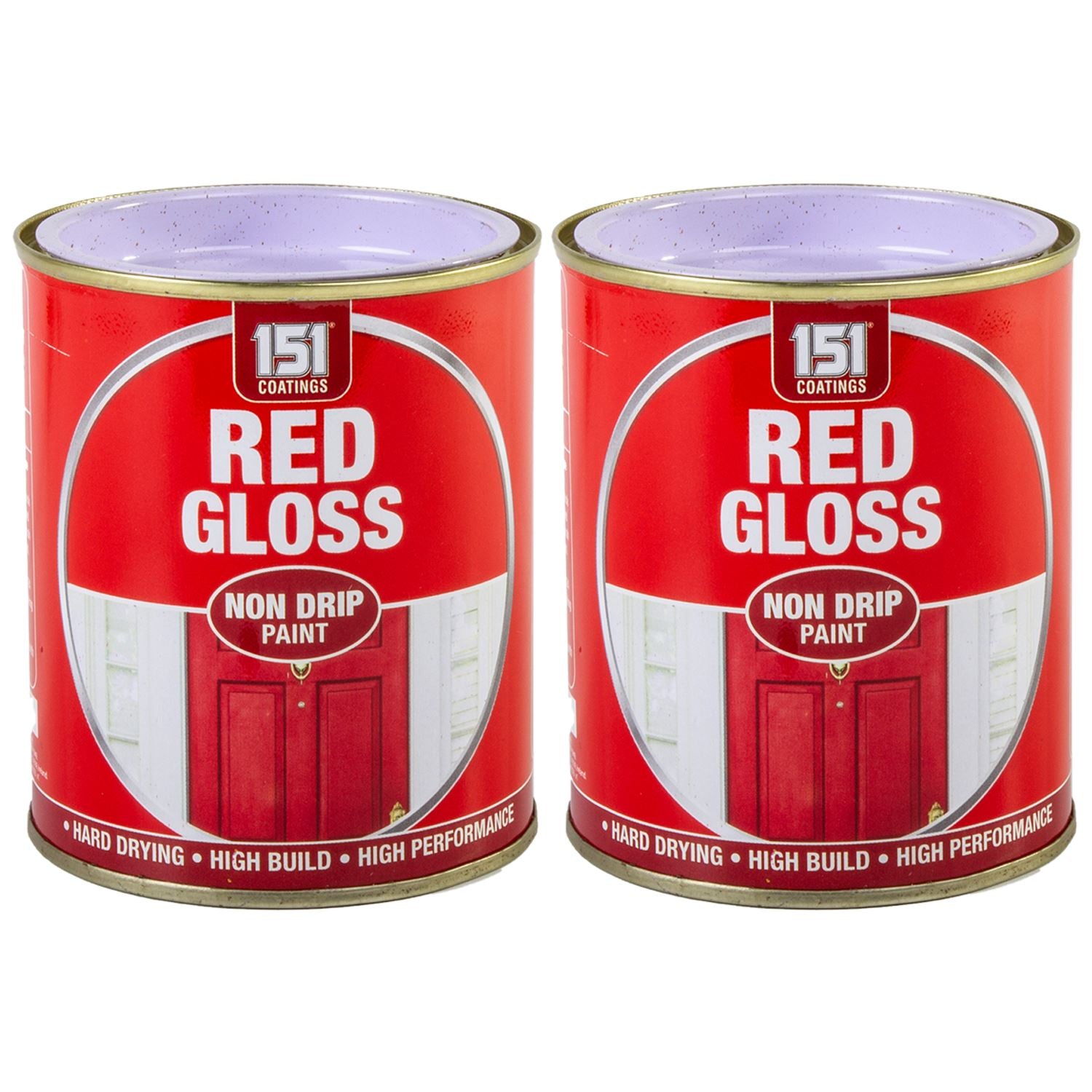2X Red Gloss Non-Drip Paint 300ml Tin Paint
